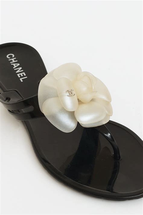 chanel camellia jelly sandals replica|chanel women's slide sandals.